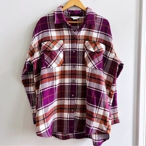 Natural Reflections Fireside Flannel Shacket Women's XL Purple